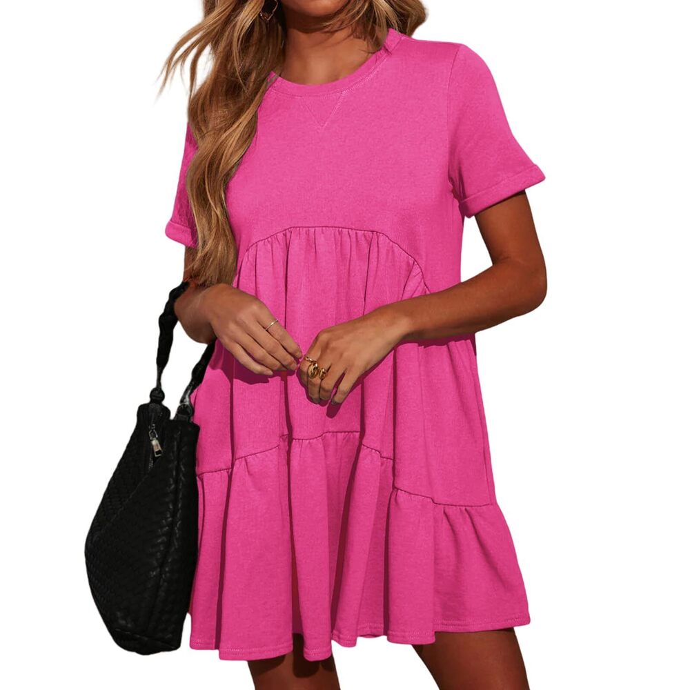 1647 Casual Dresses Short Sleeve Beach Mini Dress Summer Plus Size Baby